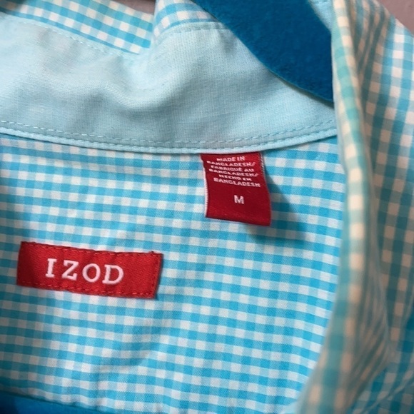 Gingham turquoise long sleeve button down shirt men’s Medium. - Picture 2 of 5